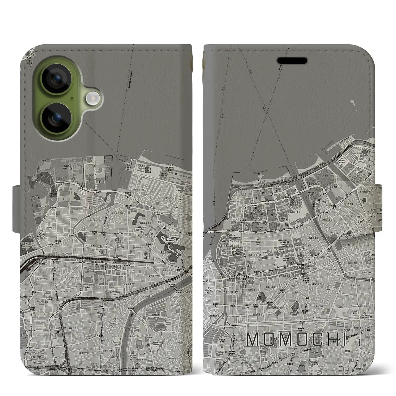 【百道（福岡県）】地図柄iPhoneケース（手帳タイプ）