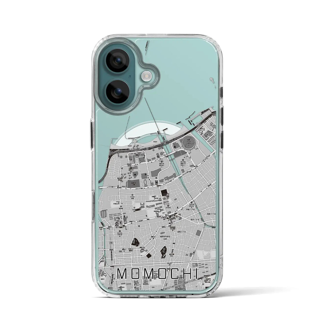 【百道（福岡県）】地図柄iPhoneケース（MagSafeタイプ）モノトーン・iPhone 16 Pro 用