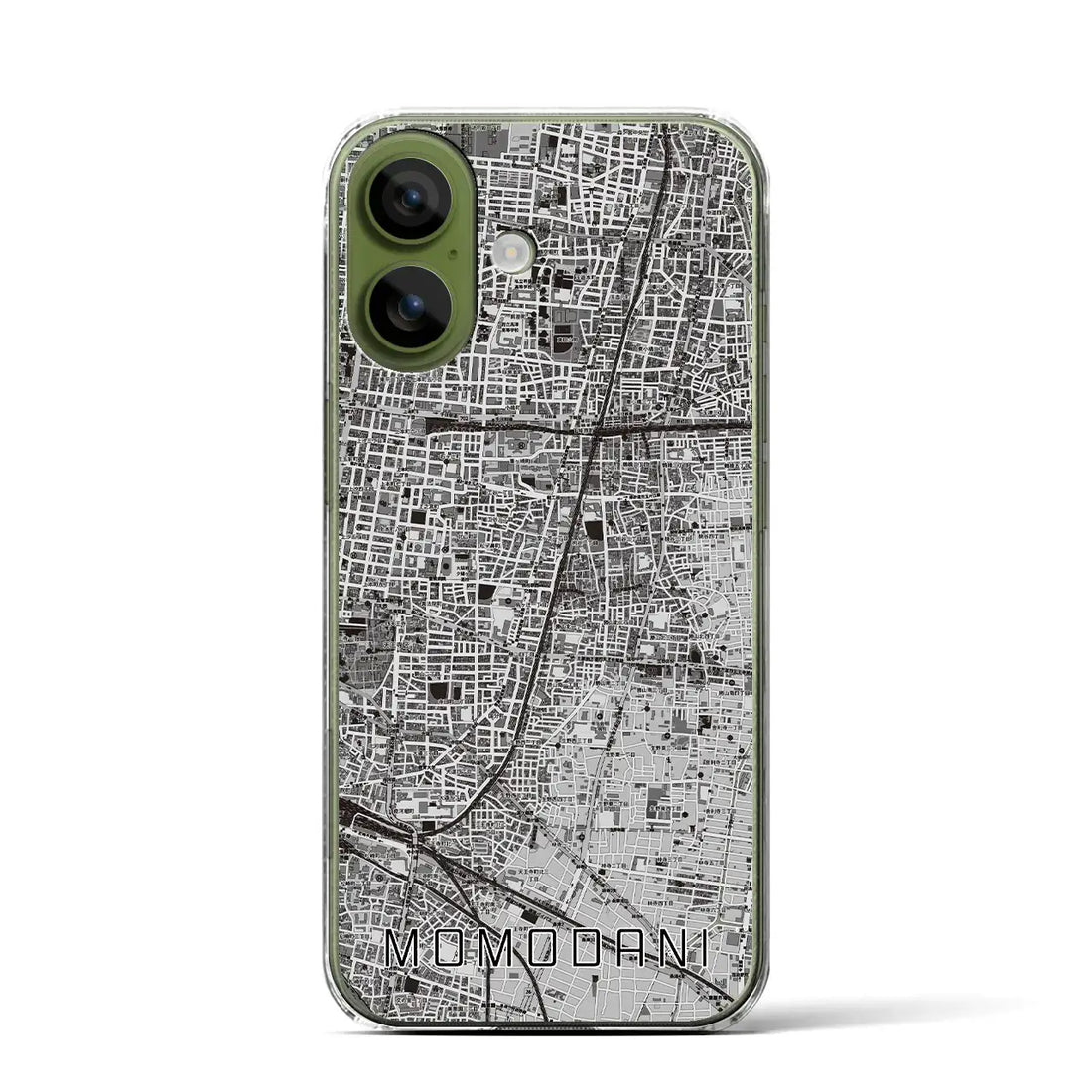 【桃谷（大阪府）】地図柄iPhoneケース（クリアタイプ）モノトーン・iPhone 17 Pro Max 用