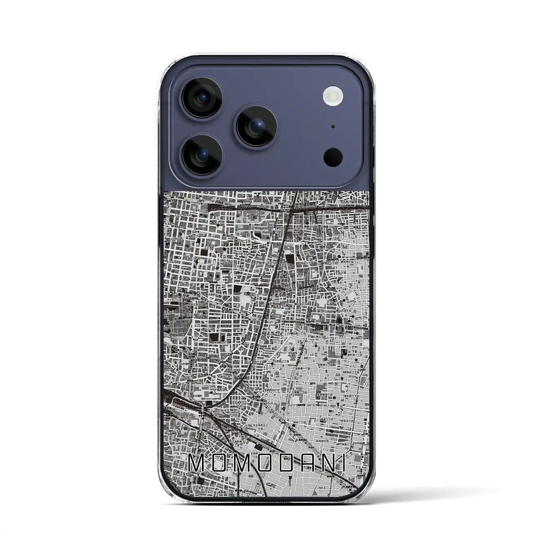 【桃谷(大阪府)】地図柄iPhoneケース(クリアタイプ)モノトーン・iPhone 17 Pro Max 用