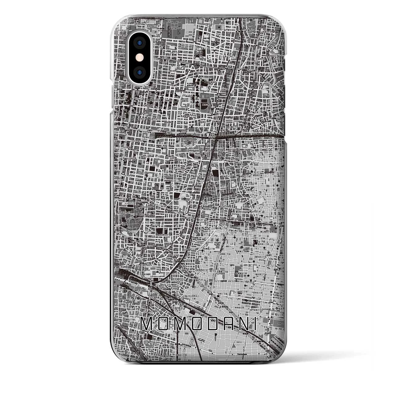 【桃谷（大阪府）】地図柄iPhoneケース（クリアタイプ）モノトーン・iPhone XS Max 用