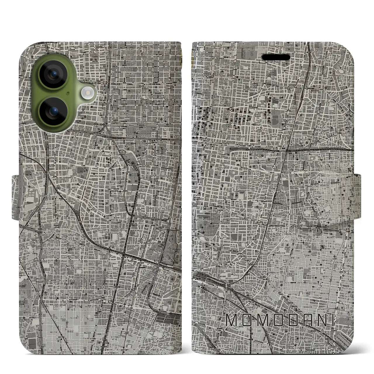 【桃谷（大阪府）】地図柄iPhoneケース（手帳タイプ）