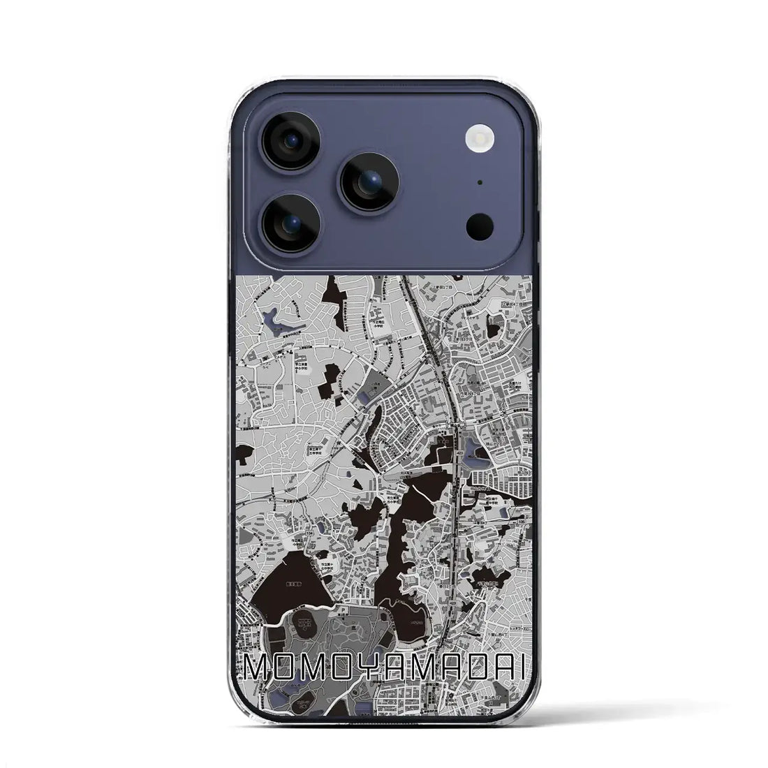 【桃山台（大阪府）】地図柄iPhoneケース（クリアタイプ）モノトーン・iPhone 17 Pro Max 用