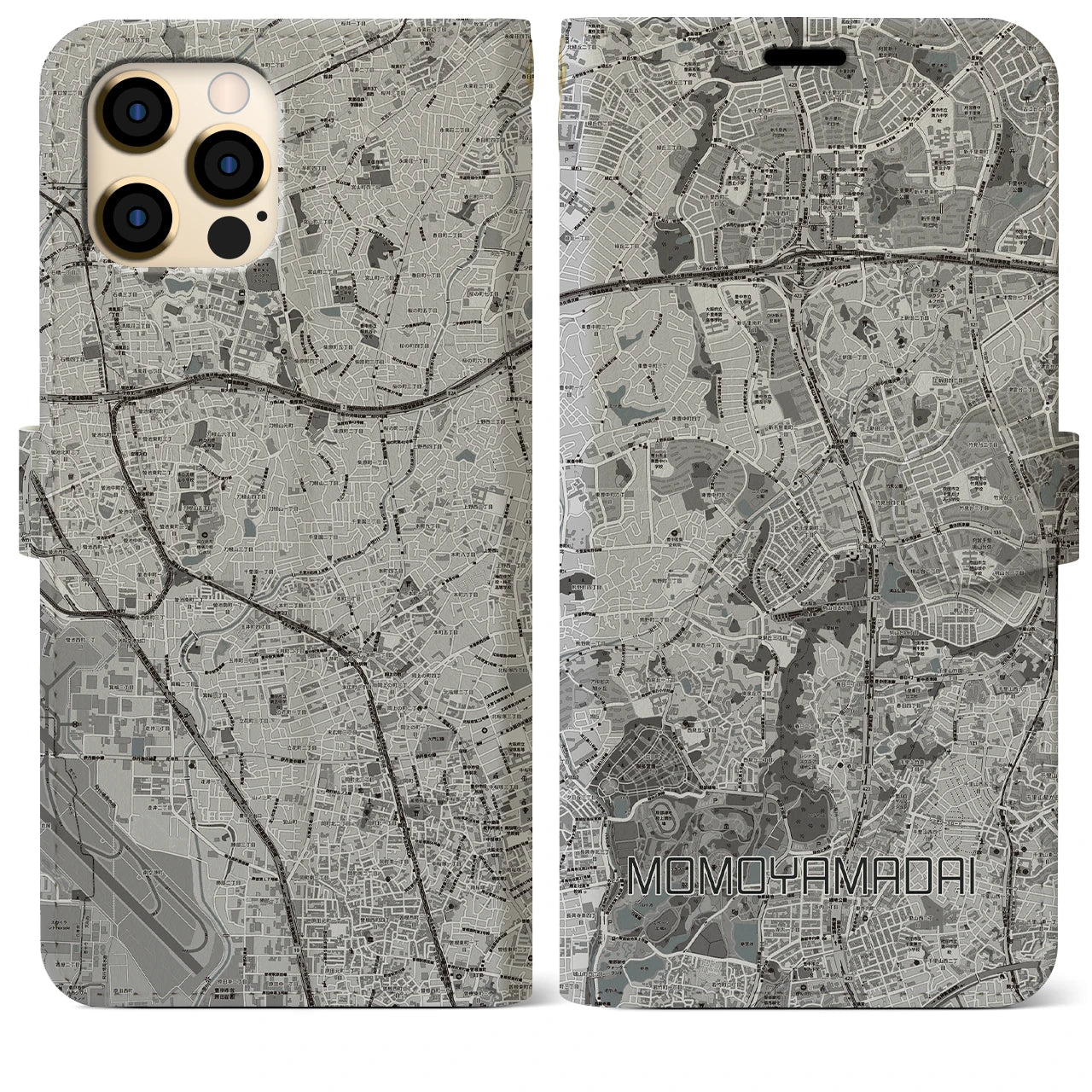 【桃山台（大阪府）】地図柄iPhoneケース（手帳タイプ）