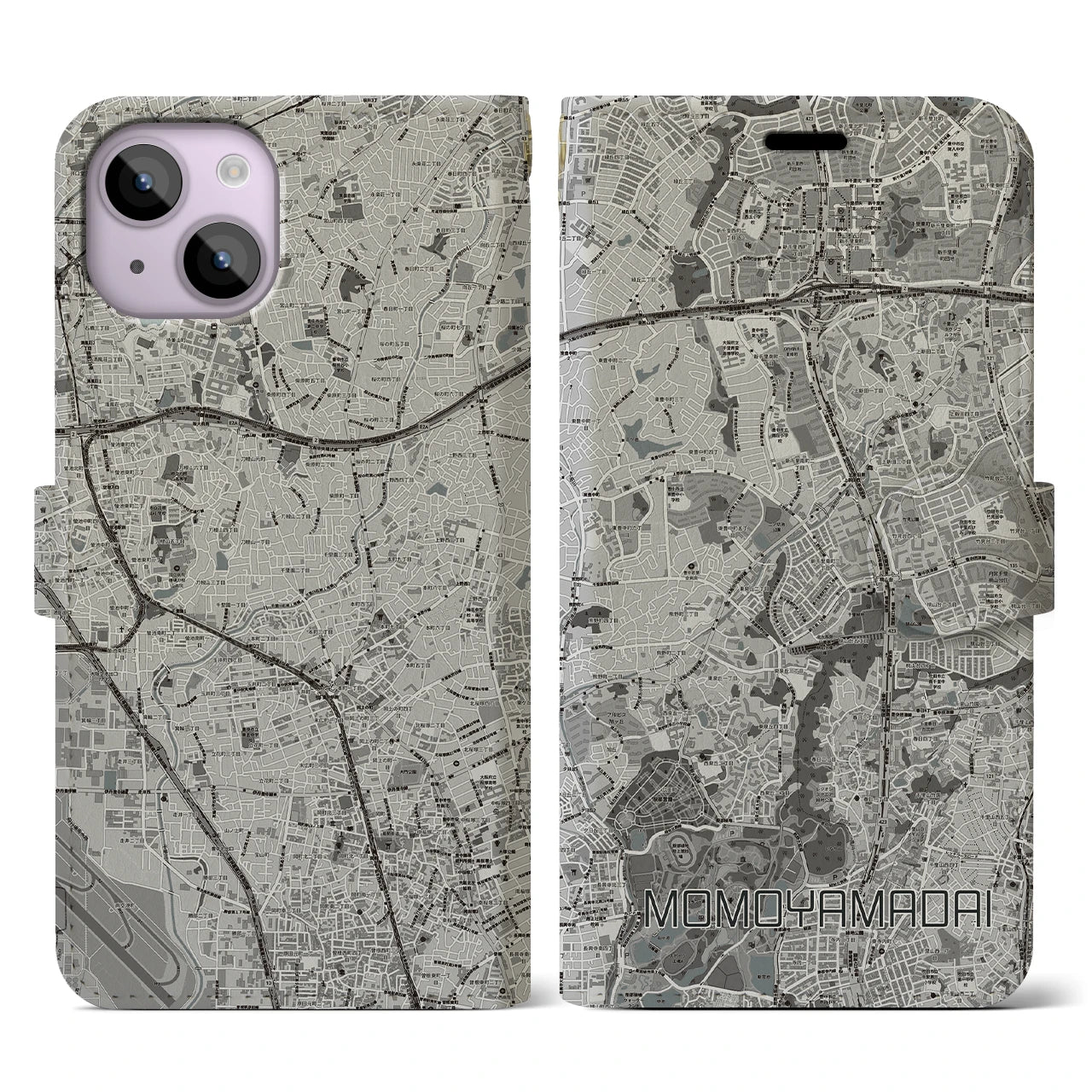 【桃山台（大阪府）】地図柄iPhoneケース（手帳タイプ）