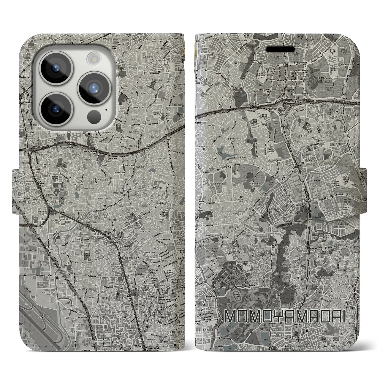 【桃山台（大阪府）】地図柄iPhoneケース（手帳タイプ）