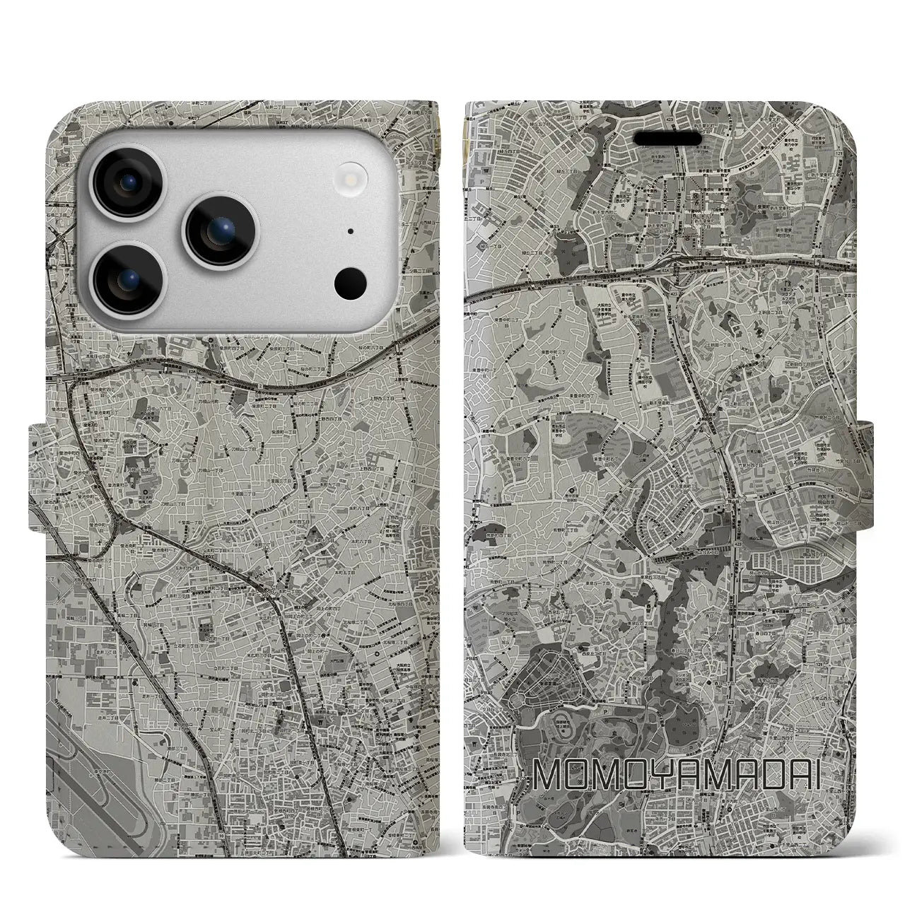 【桃山台（大阪府）】地図柄iPhoneケース（手帳タイプ）