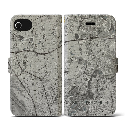 【桃山台（大阪府）】地図柄iPhoneケース（手帳タイプ）モノトーン・iPhone SE（第3 / 第2世代） / 8 / 7 / 6s / 6 用