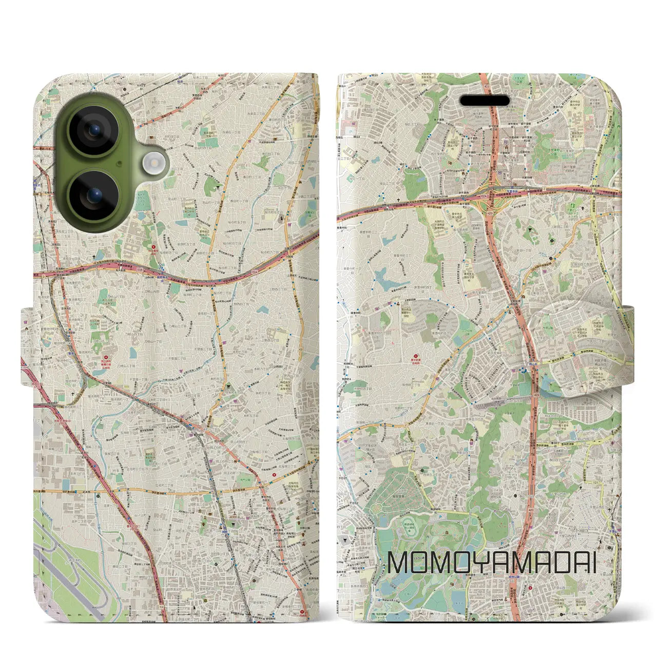 【桃山台（大阪府）】地図柄iPhoneケース（手帳タイプ）