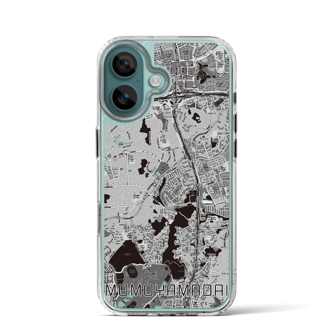 【桃山台（大阪府）】地図柄iPhoneケース（MagSafeタイプ）モノトーン・iPhone 16 Pro 用