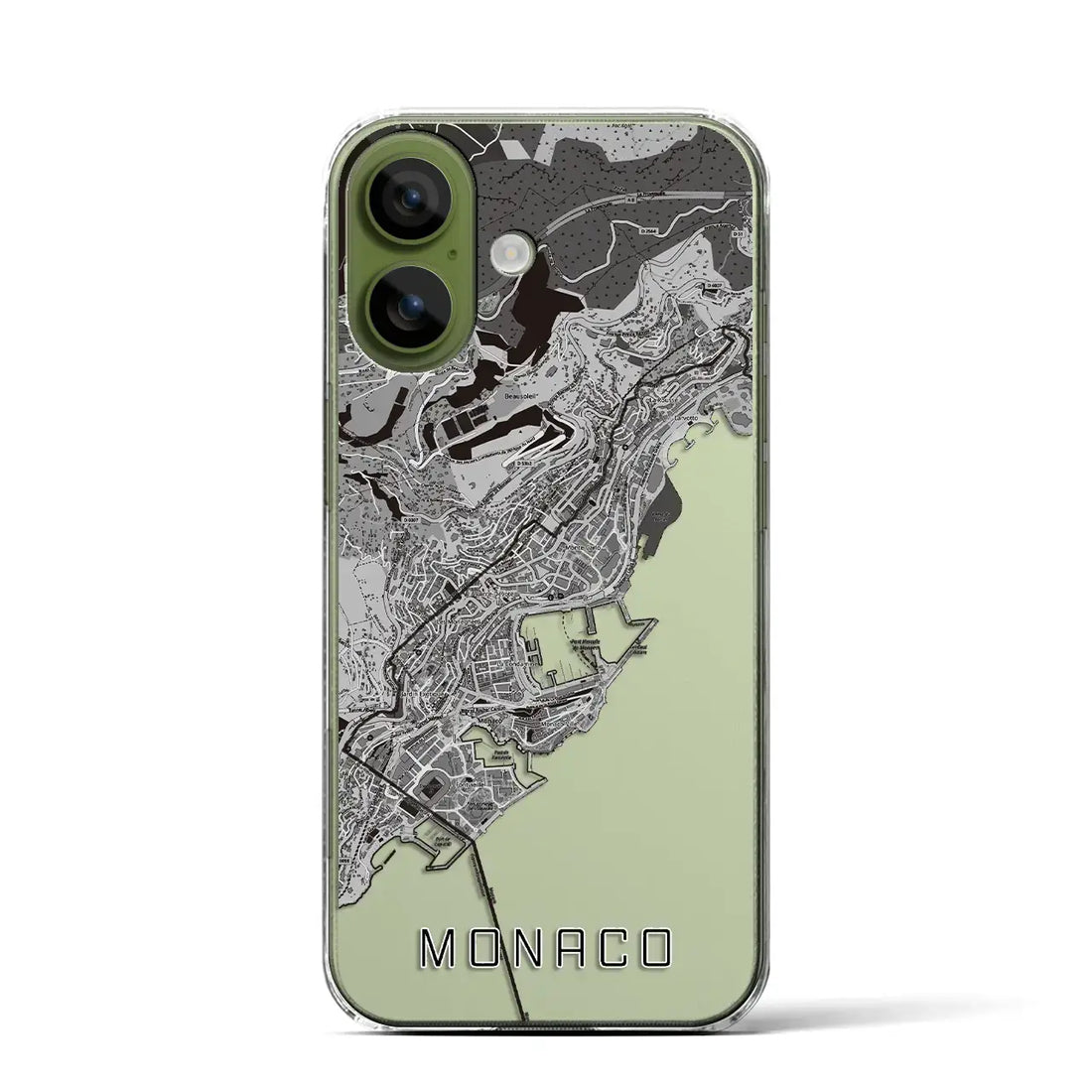 【モナコ】地図柄iPhoneケース(クリアタイプ)モノトーン・iPhone 17 Pro Max 用