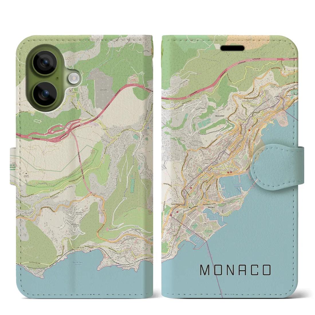 【モナコ】地図柄iPhoneケース(手帳タイプ)モノトーン・iPhone 17 Pro Max 用