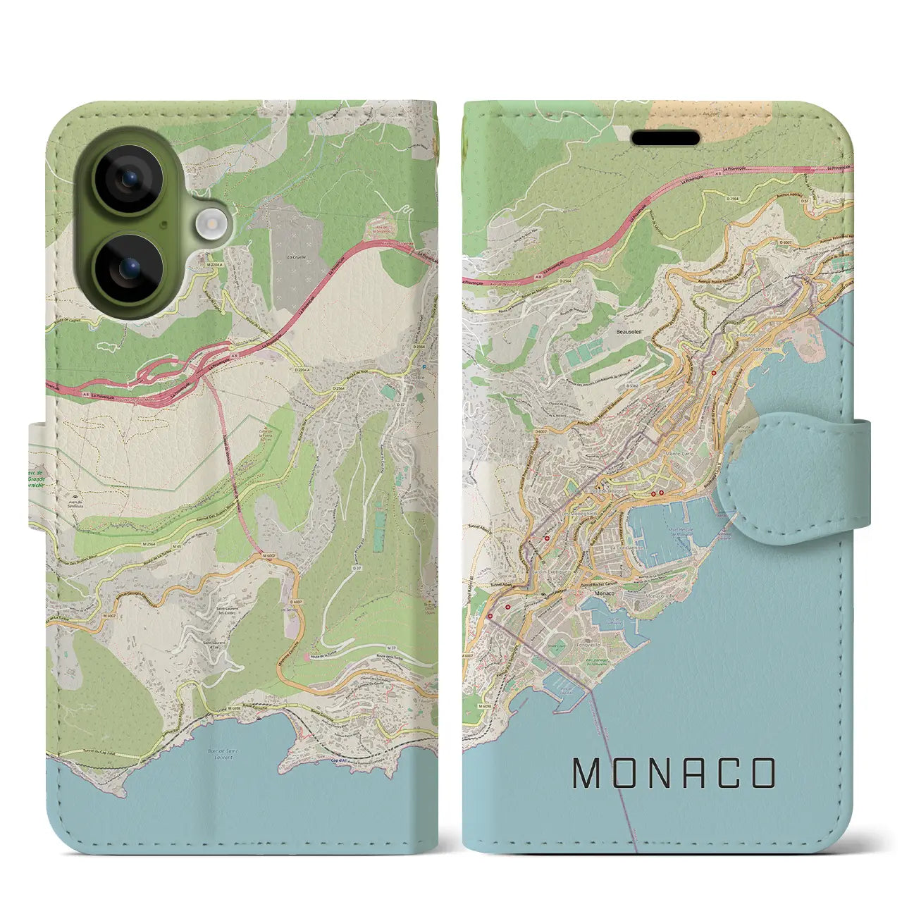 【モナコ】地図柄iPhoneケース（手帳タイプ）