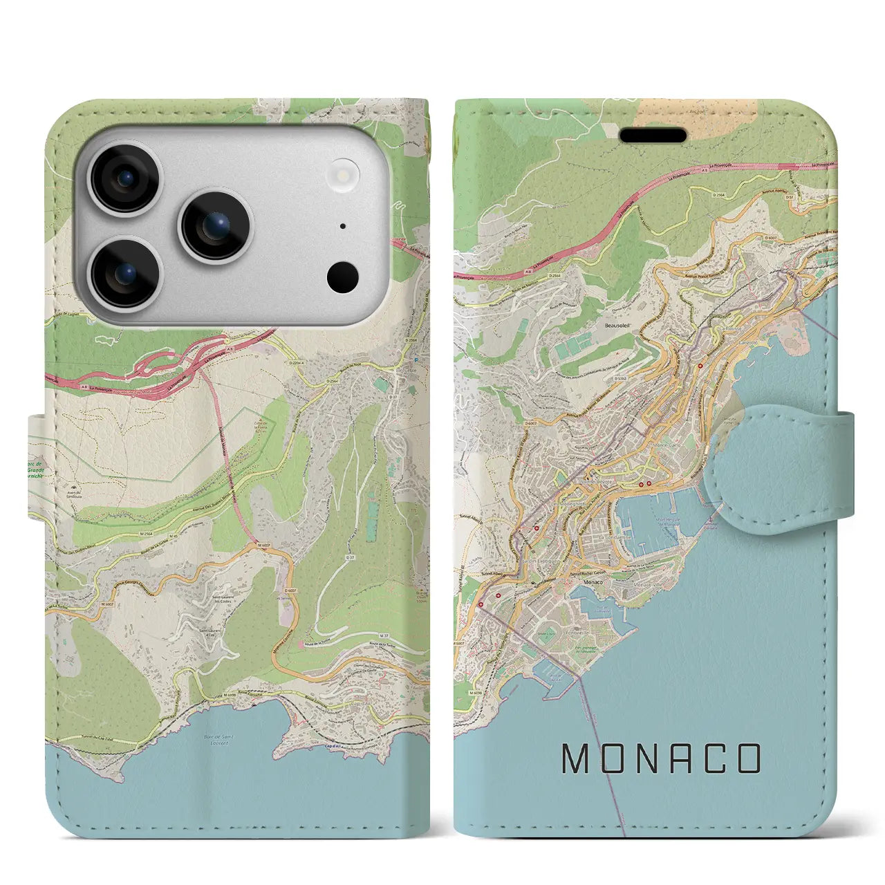 【モナコ】地図柄iPhoneケース（手帳タイプ）