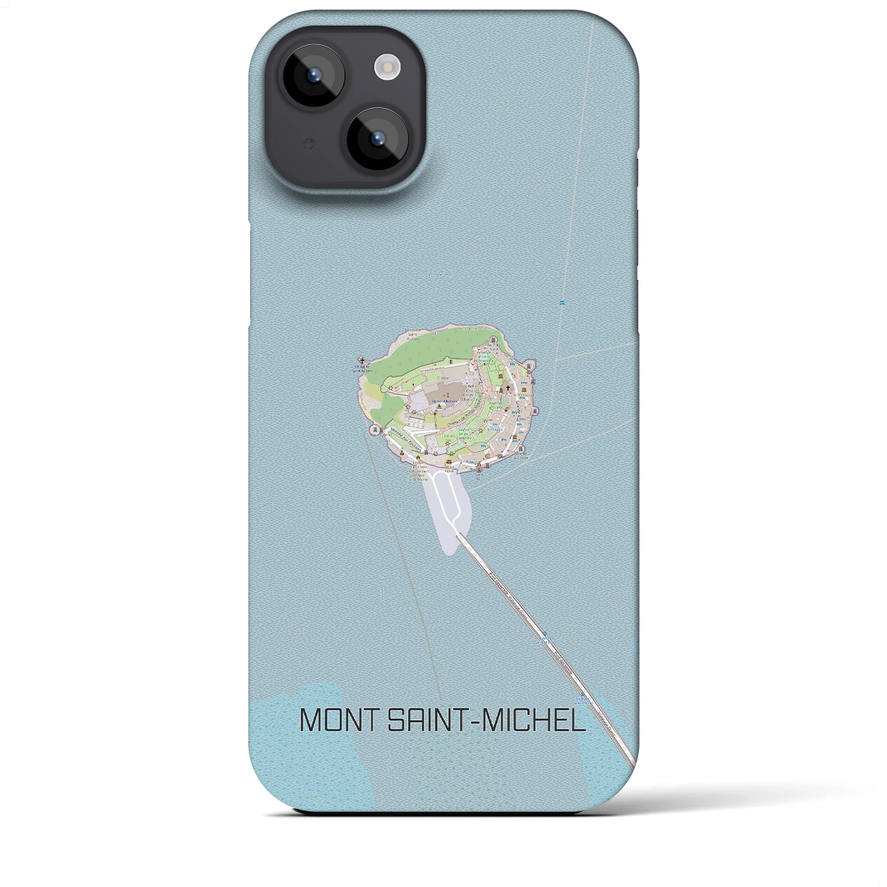 【モン・サン＝ミシェル】地図柄iPhoneケース（バックカバータイプ・ナチュラル）iPhone 14 Plus 用