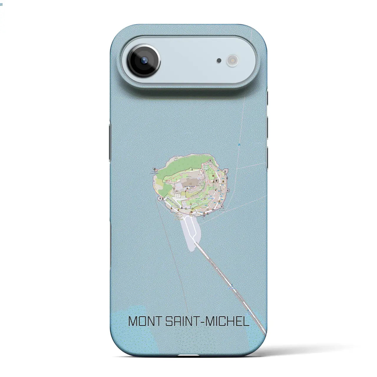 【モン・サン＝ミシェル（フランス）】地図柄iPhoneケース（バックカバータイプ）ブラック・iPhone 17 Pro Max 用