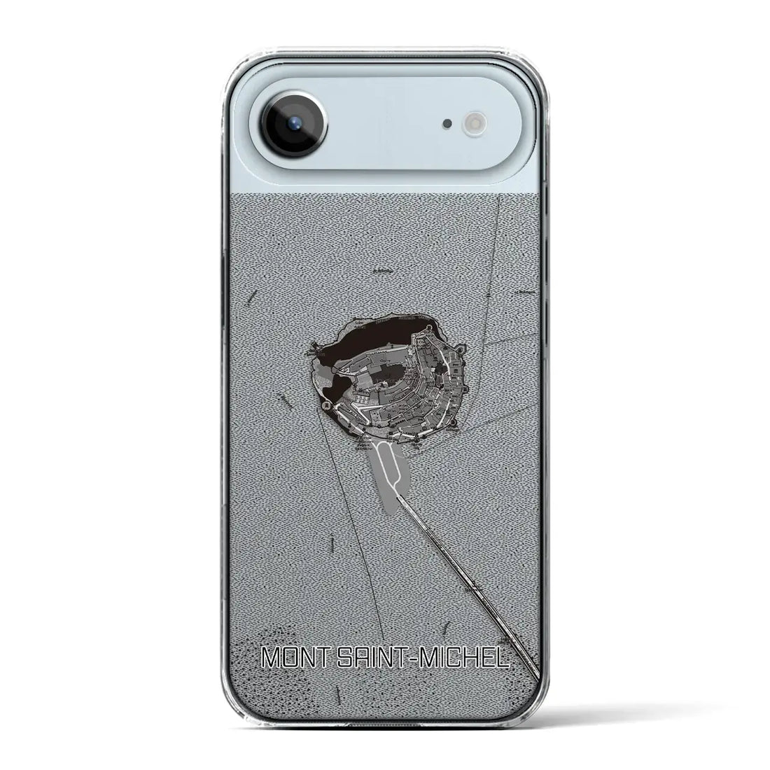 【モン・サン＝ミシェル（フランス）】地図柄iPhoneケース（クリアタイプ）モノトーン・iPhone 17 Pro Max 用
