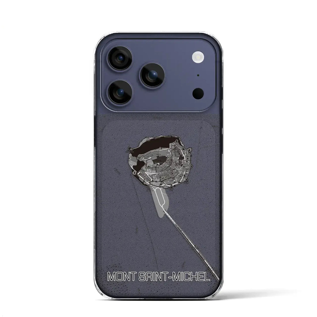 【モン・サン＝ミシェル（フランス）】地図柄iPhoneケース（クリアタイプ）モノトーン・iPhone 17 Pro Max 用