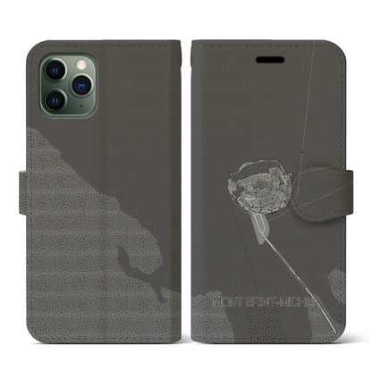 【モン・サン＝ミシェル（フランス）】地図柄iPhoneケース（手帳タイプ）モノトーン・iPhone 11 Pro 用