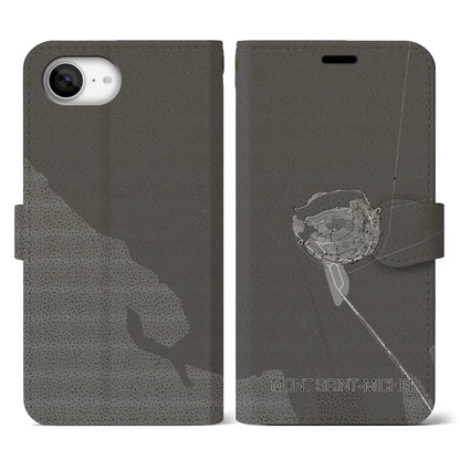 【モン・サン＝ミシェル（フランス）】地図柄iPhoneケース（手帳タイプ）