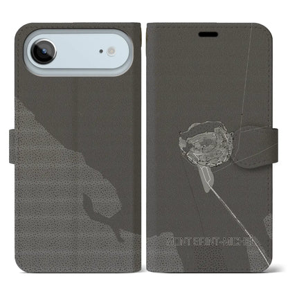 【モン・サン＝ミシェル（フランス）】地図柄iPhoneケース（手帳タイプ）