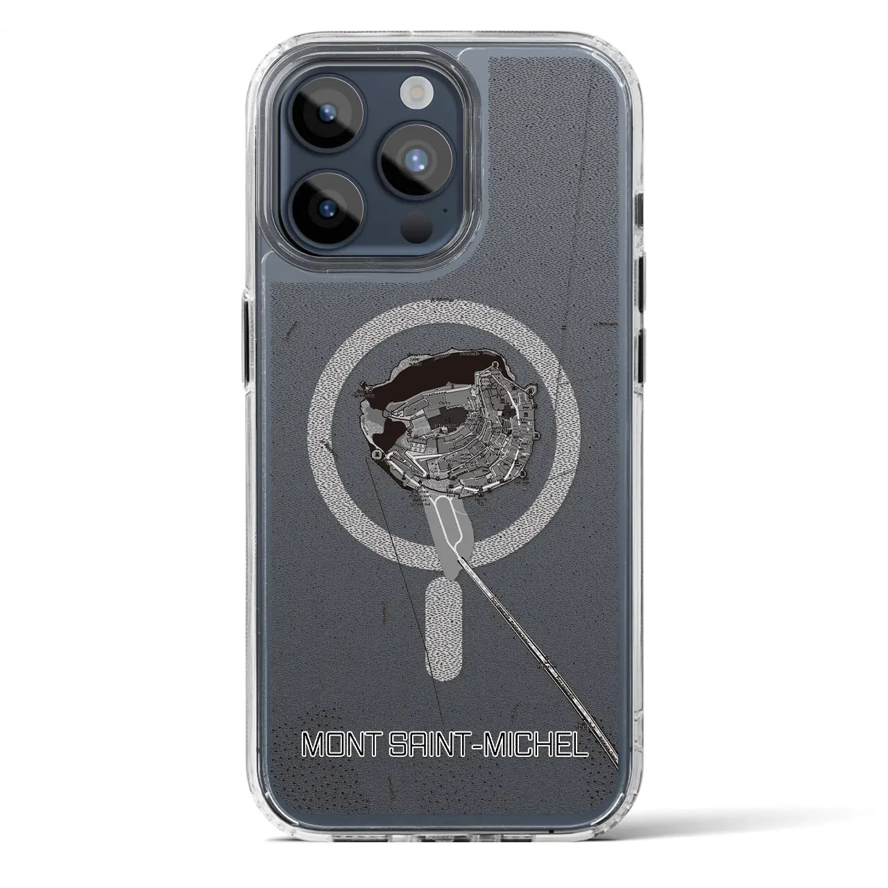 【モン・サン＝ミシェル（フランス）】地図柄iPhoneケース（MagSafeタイプ）