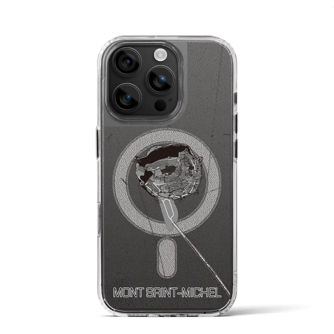 【モン・サン＝ミシェル（フランス）】地図柄iPhoneケース（MagSafeタイプ）