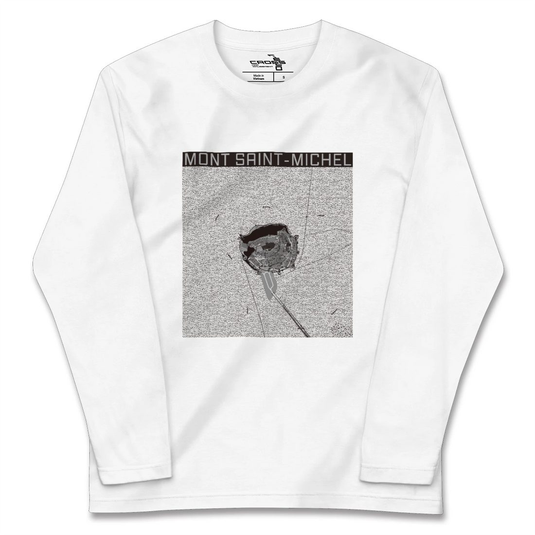 【モン・サン=ミシェル(フランス)】地図柄ロングスリーブTシャツ