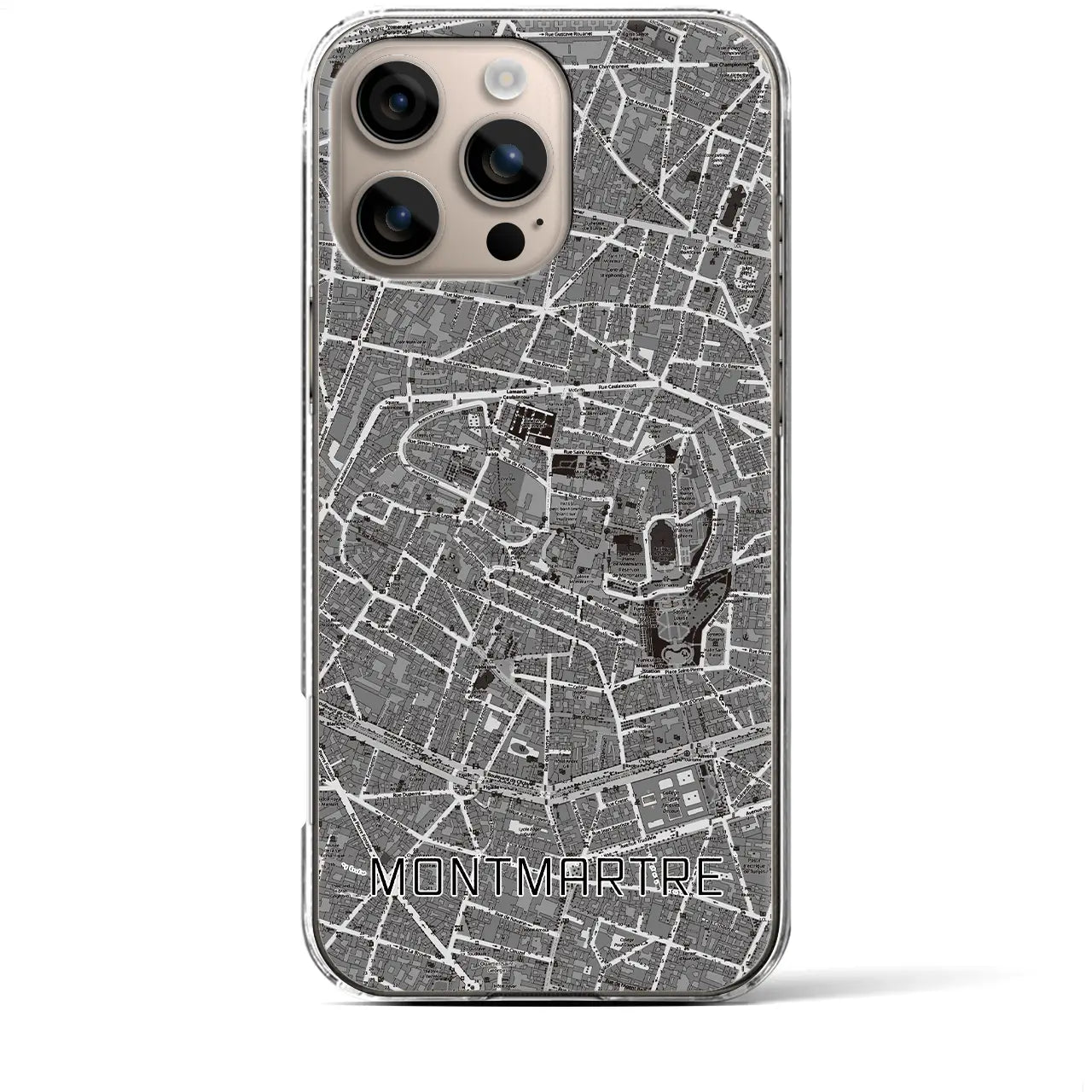【モンマルトル（フランス）】地図柄iPhoneケース（クリアタイプ）