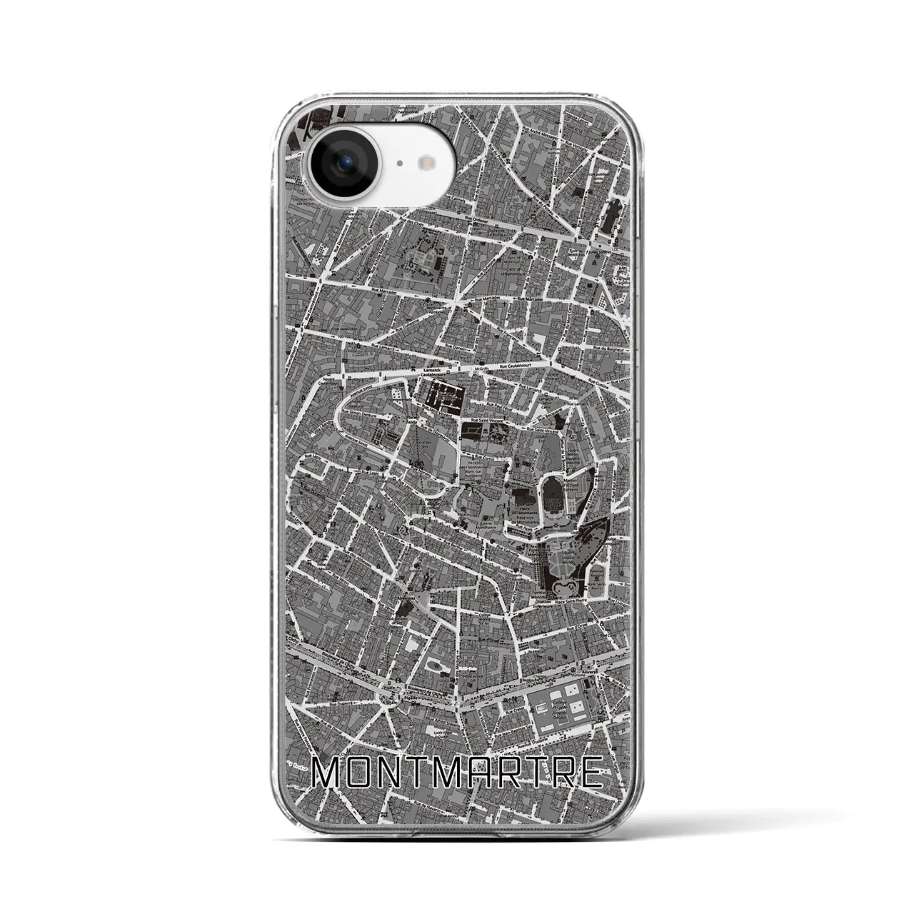 【モンマルトル（フランス）】地図柄iPhoneケース（クリアタイプ）