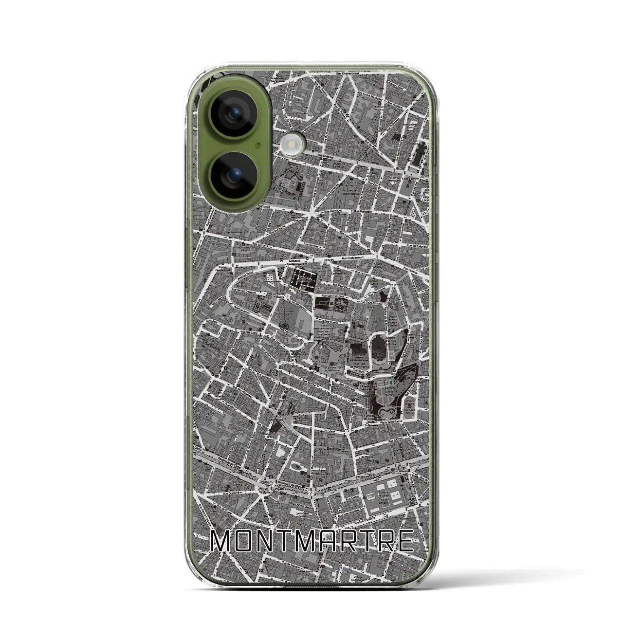 【モンマルトル（フランス）】地図柄iPhoneケース（クリアタイプ）