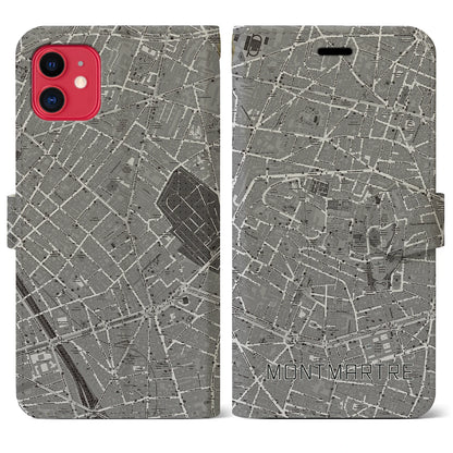 【モンマルトル（フランス）】地図柄iPhoneケース（手帳タイプ）ナチュラル・iPhone 11 用