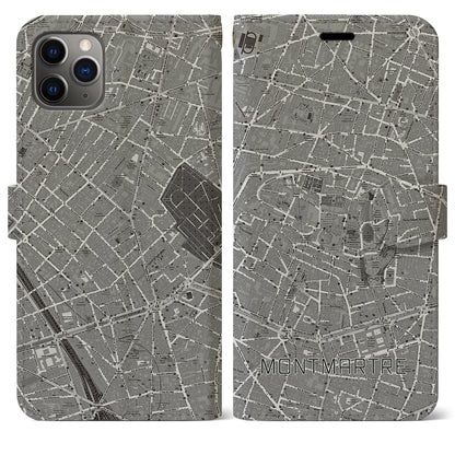 【モンマルトル（フランス）】地図柄iPhoneケース（手帳タイプ）ナチュラル・iPhone 11 Pro Max 用