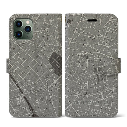 【モンマルトル（フランス）】地図柄iPhoneケース（手帳タイプ）ナチュラル・iPhone 11 Pro 用
