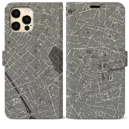 【モンマルトル（フランス）】地図柄iPhoneケース（手帳タイプ）ナチュラル・iPhone 12 Pro Max 用