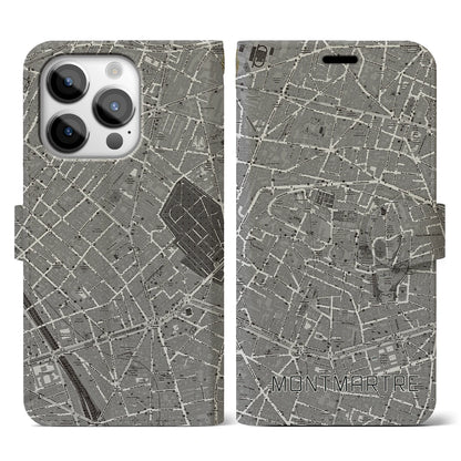 【モンマルトル（フランス）】地図柄iPhoneケース（手帳タイプ）ナチュラル・iPhone 14 Pro 用