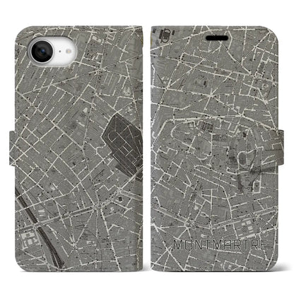 【モンマルトル（フランス）】地図柄iPhoneケース（手帳タイプ）