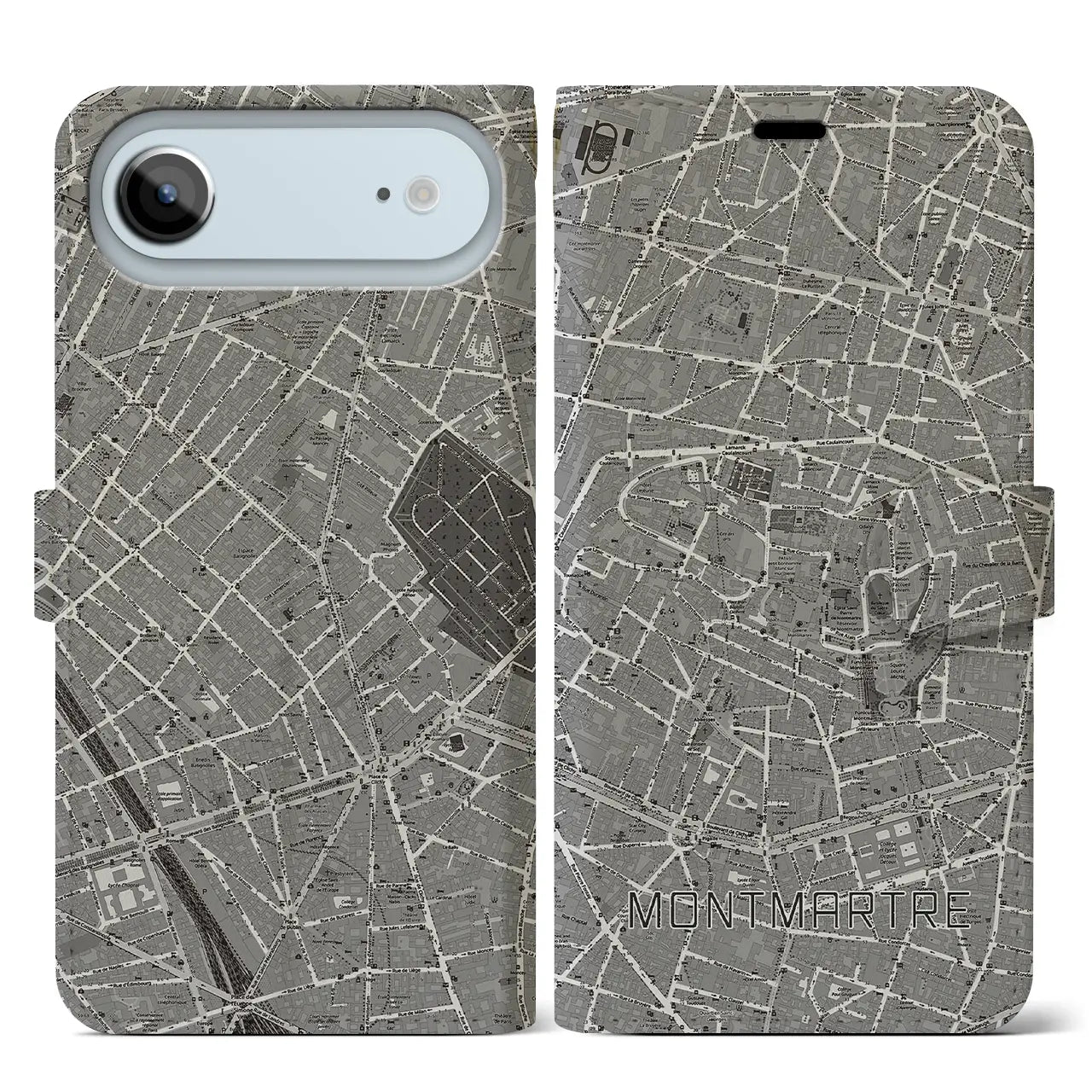 【モンマルトル（フランス）】地図柄iPhoneケース（手帳タイプ）