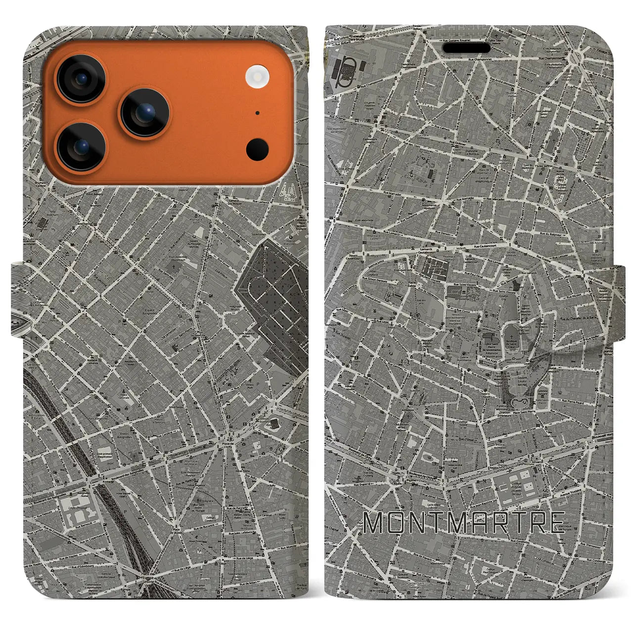 【モンマルトル（フランス）】地図柄iPhoneケース（手帳タイプ）