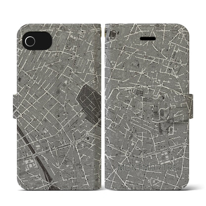 【モンマルトル（フランス）】地図柄iPhoneケース（手帳タイプ）ナチュラル・iPhone SE（第3 / 第2世代） / 8 / 7 / 6s / 6 用