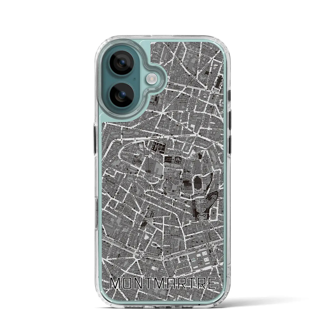 【モンマルトル（フランス）】地図柄iPhoneケース（MagSafeタイプ）モノトーン・iPhone 16 Pro 用