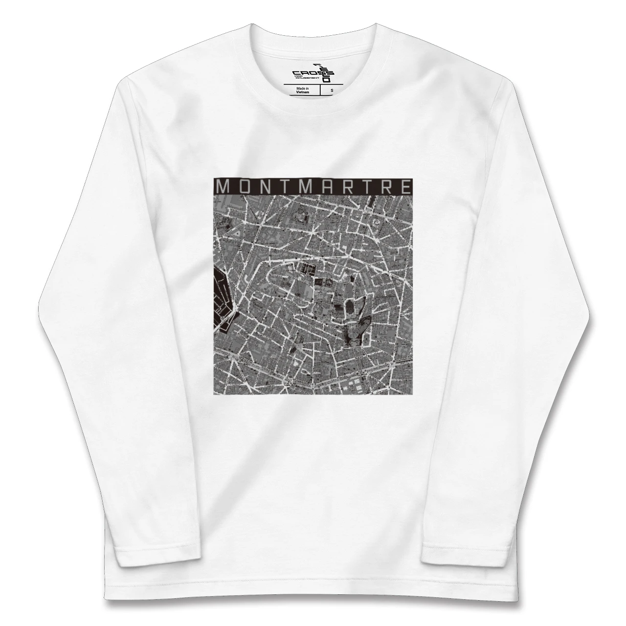 【モンマルトル（フランス）】地図柄ロングスリーブTシャツ