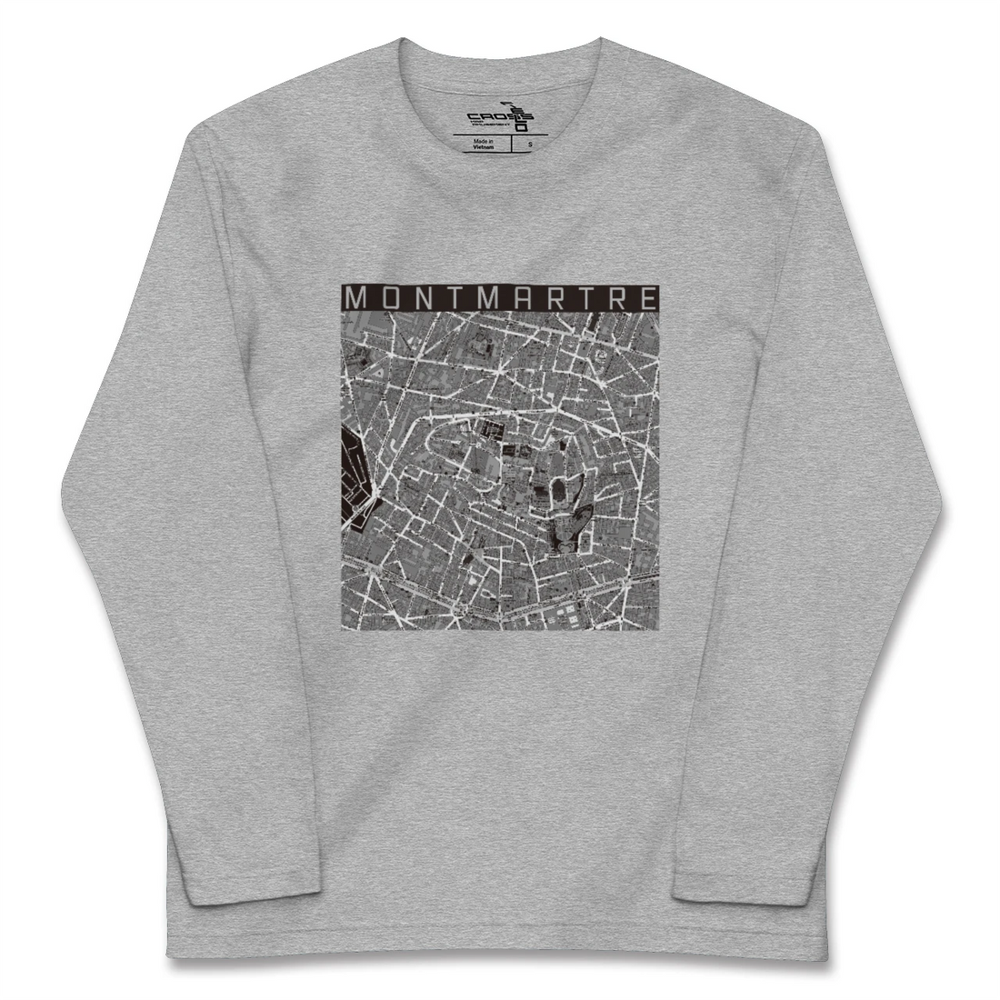 【モンマルトル（フランス）】地図柄ロングスリーブTシャツ