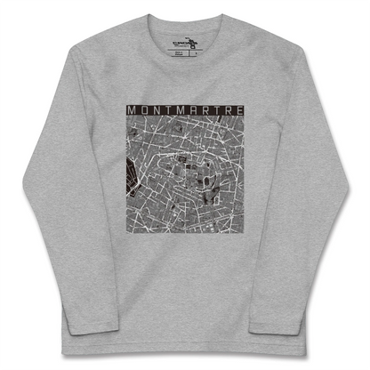 【モンマルトル（フランス）】地図柄ロングスリーブTシャツ