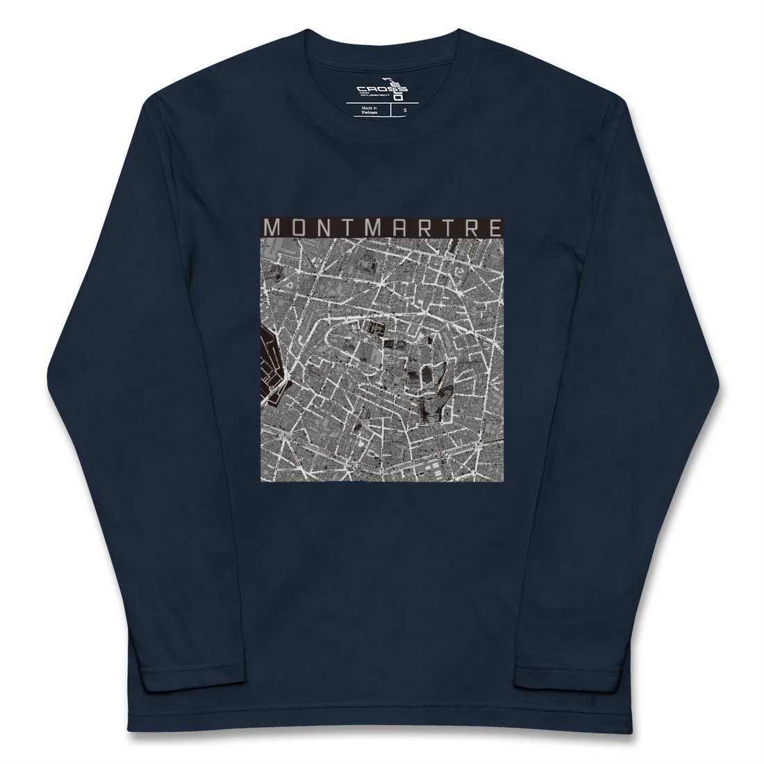 【モンマルトル（フランス）】地図柄ロングスリーブTシャツ