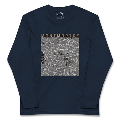 【モンマルトル（フランス）】地図柄ロングスリーブTシャツ