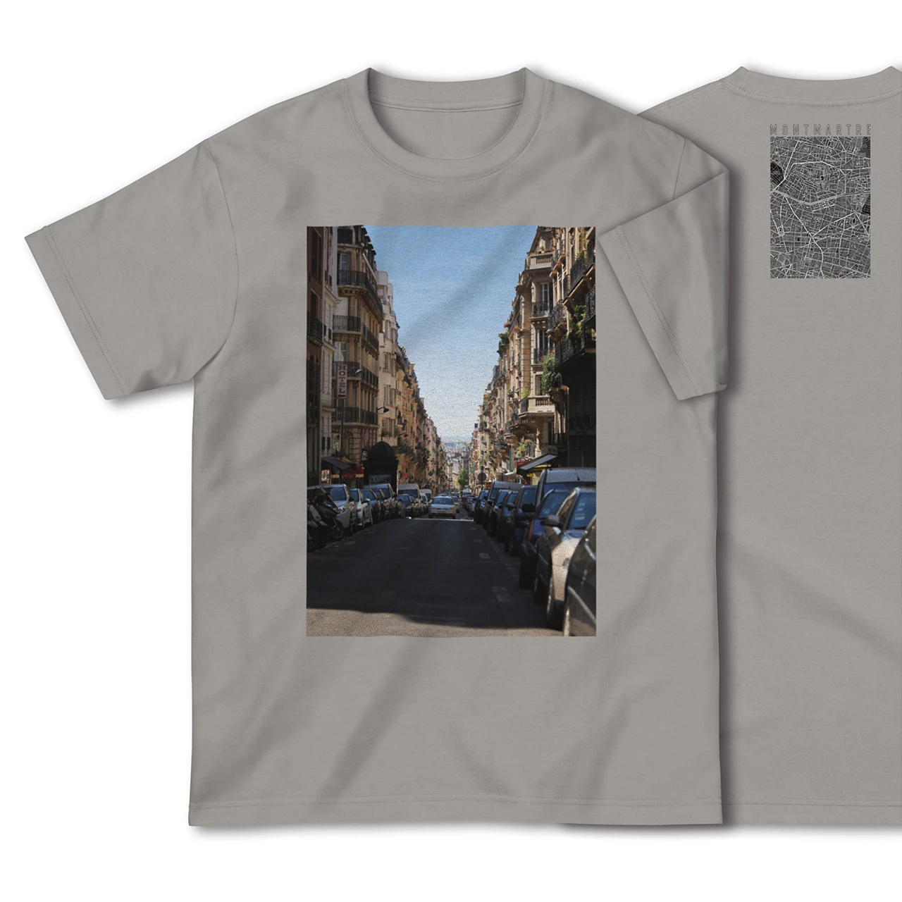 【モンマルトル（フランス）】Map World ハイクオリティTシャツ