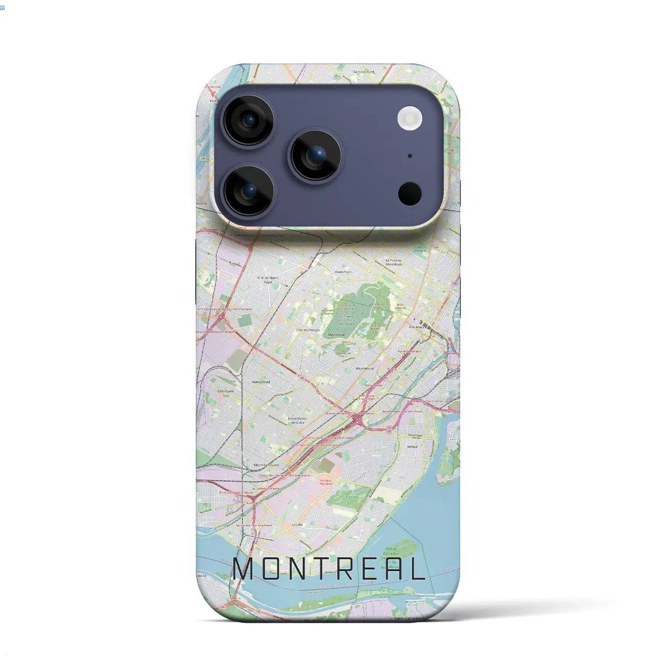 【モントリオール（カナダ）】地図柄iPhoneケース（バックカバータイプ）ブラック・iPhone 17 Pro Max 用