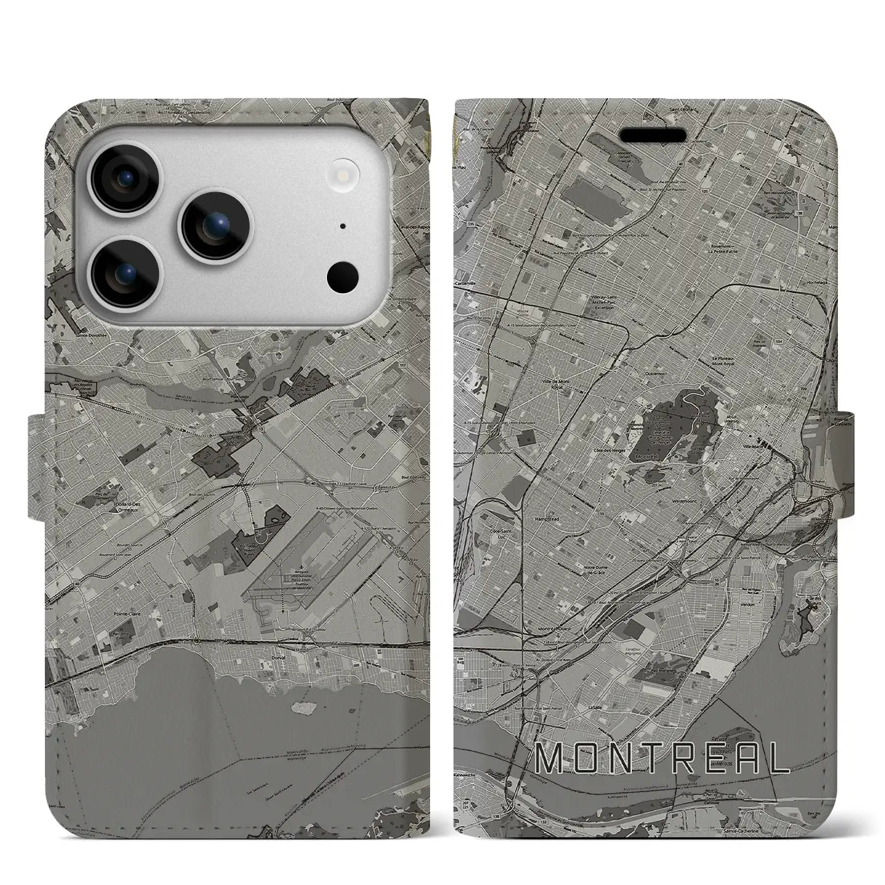 【モントリオール（カナダ）】地図柄iPhoneケース（手帳タイプ）