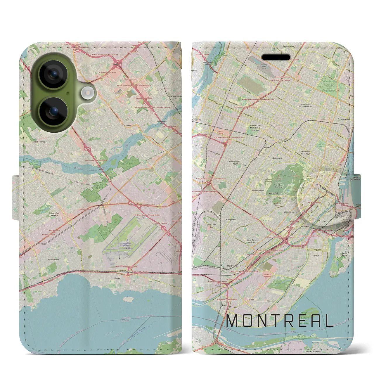 【モントリオール（カナダ）】地図柄iPhoneケース（手帳タイプ）